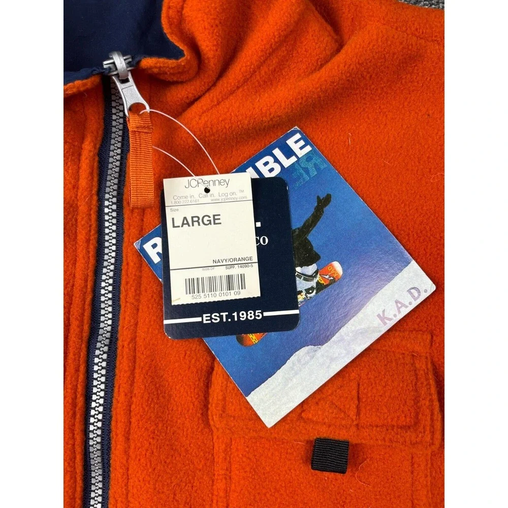 JC Penney Vest Mens Large Vintage 1985 Reversible Hunting Jacket Orange and Blue